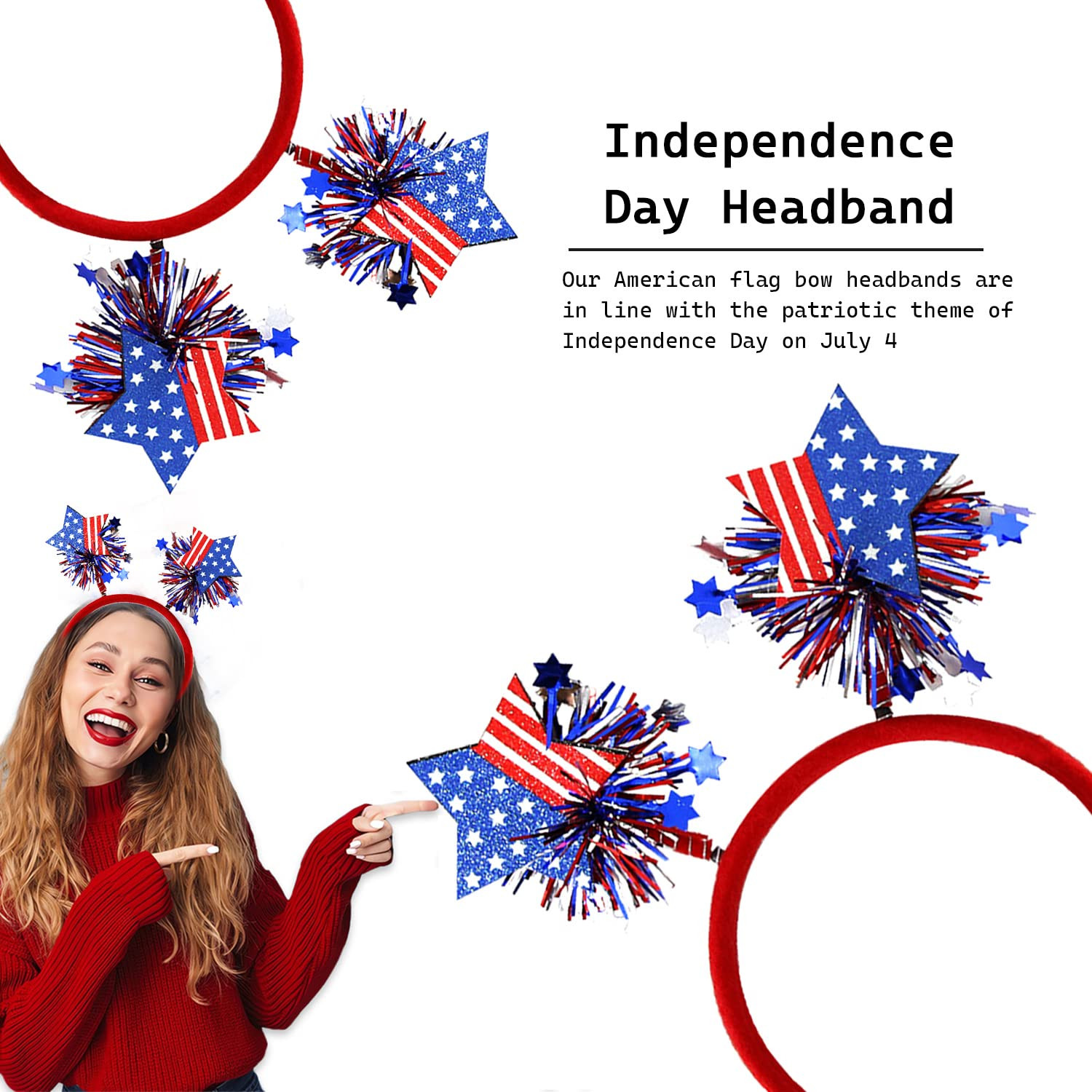 4Th Of July Headband Independence Day Accessories Patriotic Party Hair Supplies