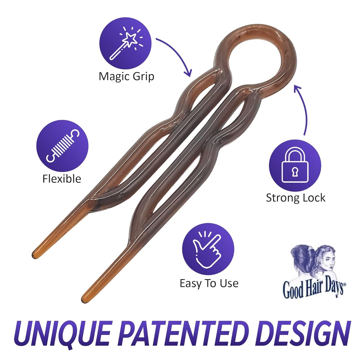 Hair Pins – Plastic, U-Shaped Magic Grip Hairpins, Strong Durable Pins for Fine