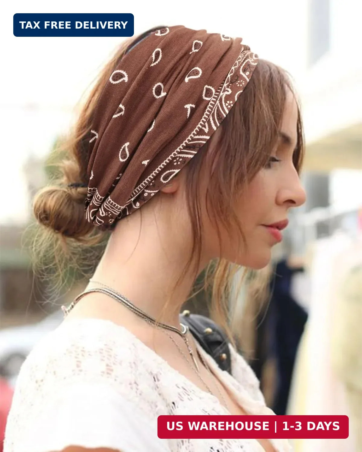AQOKKA Extra Wide Headbands for Women Large Turban Headband Non Slip Boho Elasti