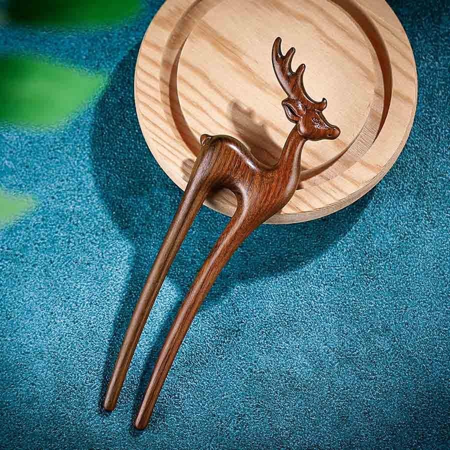 Outyua 2PCS Wooden Hair Sticks French Twist Hair Pins Sandalwood Vintage Chig…