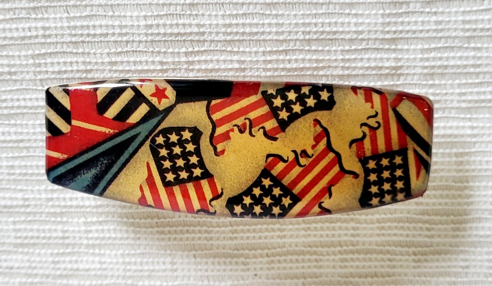Vtg Barrette USA American Flag Americana Easy Snap Rare Unbranded Unsigned
