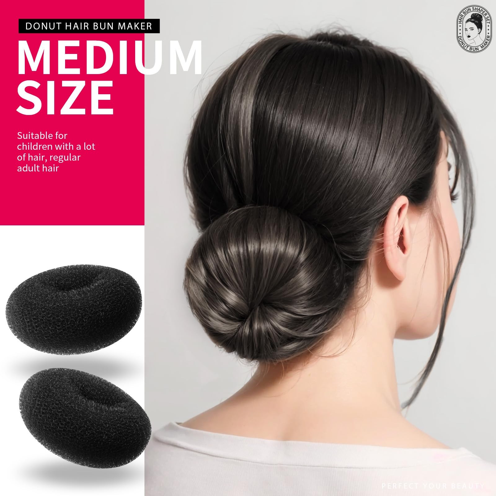 7 Pcs Donut Hair Bun Maker Set Doughnut Bun Ring Styler Maker for Women