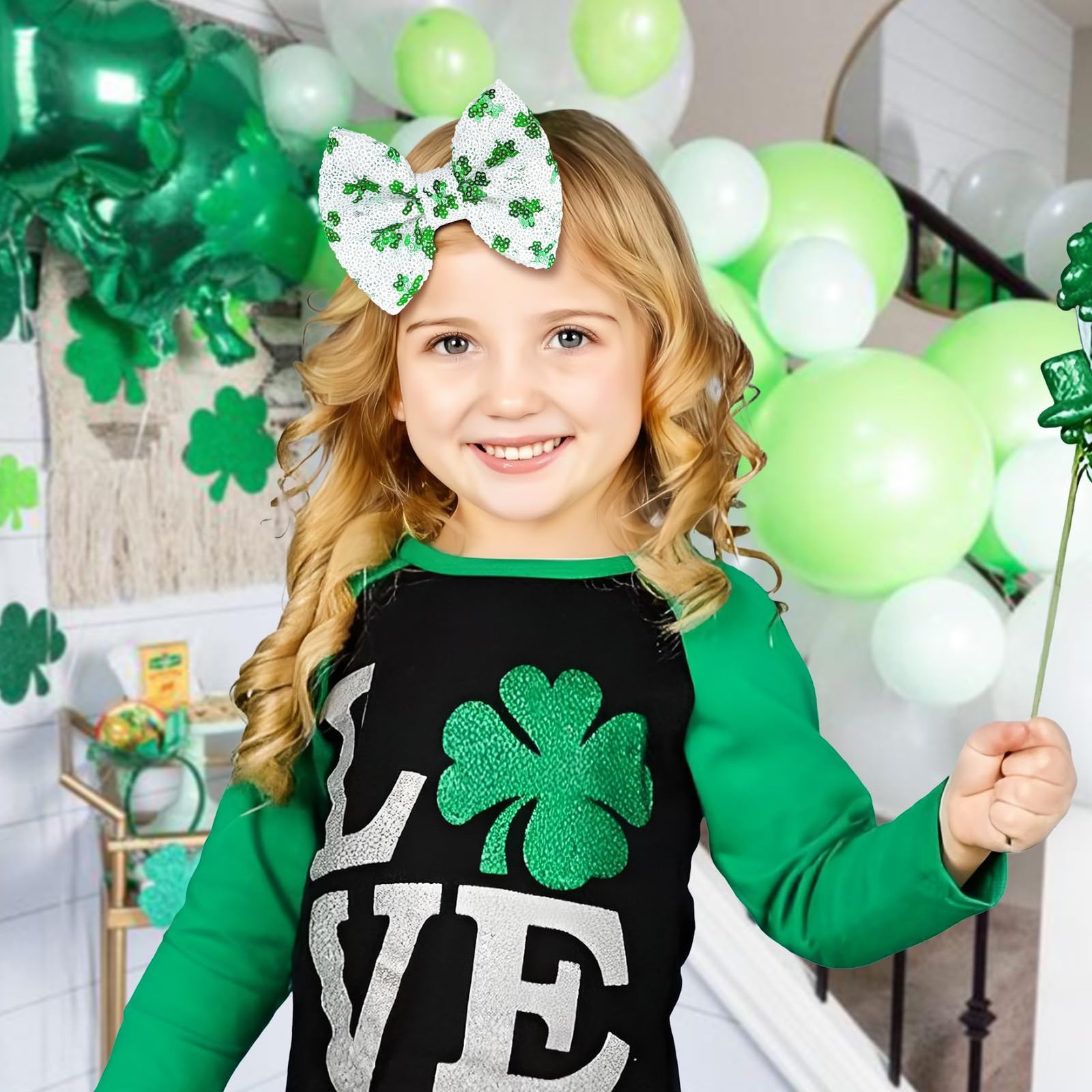 Lanmerry St. Patrick’s Day Clover Hair Clips White