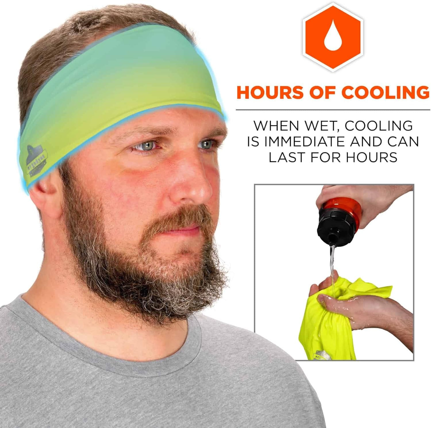 Ergodyne Chill-Its 6634 Cooling Headband, Sports Headbands for Men and Women