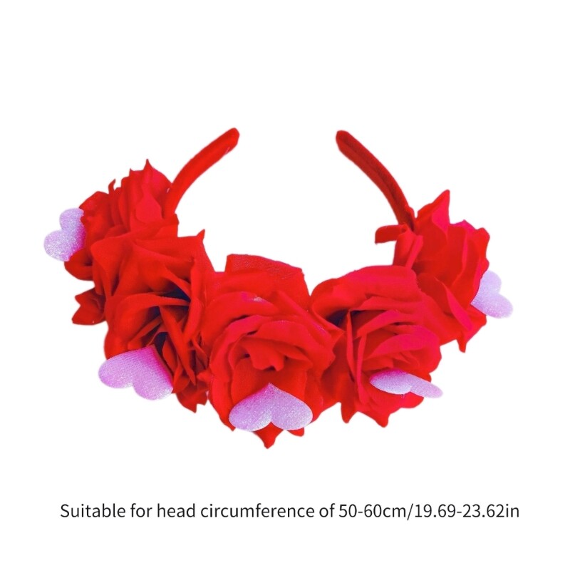 Woman Glitter Heart Flower Headband Valentines Headband for Ladies Taking Photo