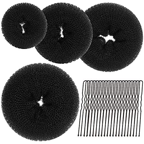 Hair Donut, Hair Bun Maker, Black（Extra-large, Large, Medium and Small） C-Black