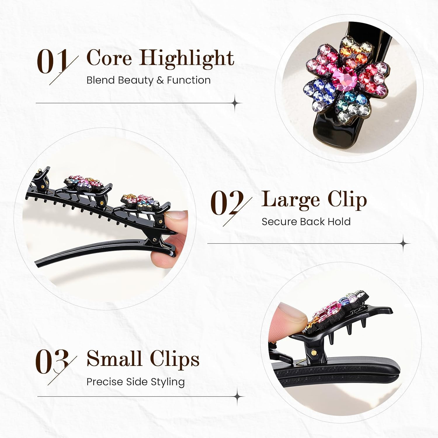 Sparkling Crystal Stone Braided Hair Clips, 2026 New Rhinestone Hair Clips …