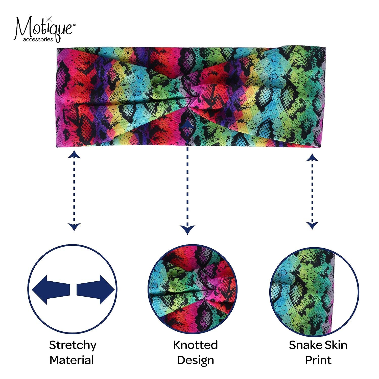 Motique Accessories Knotted Headwrap with Colorful Aztec Print for Women & Girls