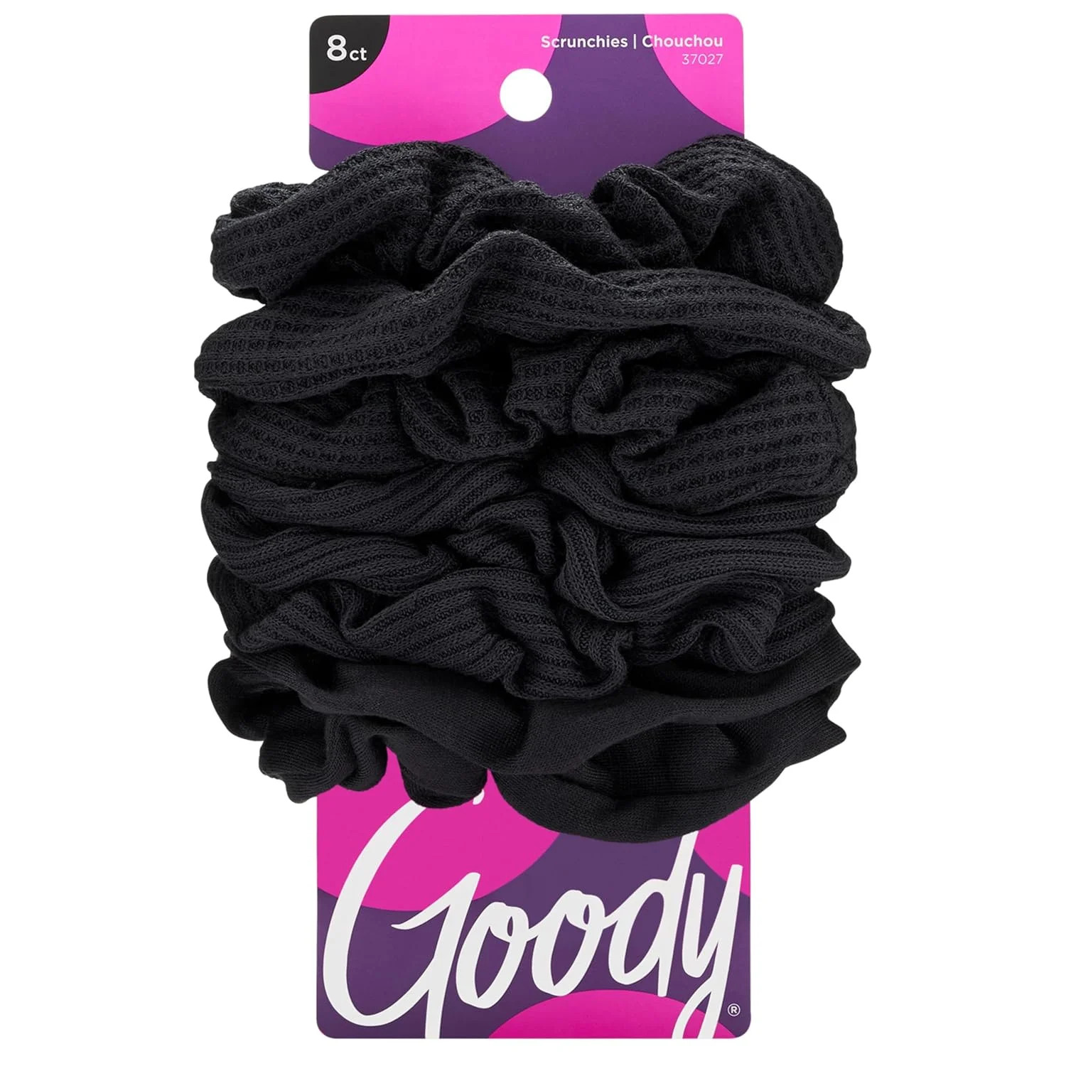 Goody Ouchless Jersey Scrunchies, 8 Ct, Black, Damage-Free, Dentless & Secure Ho