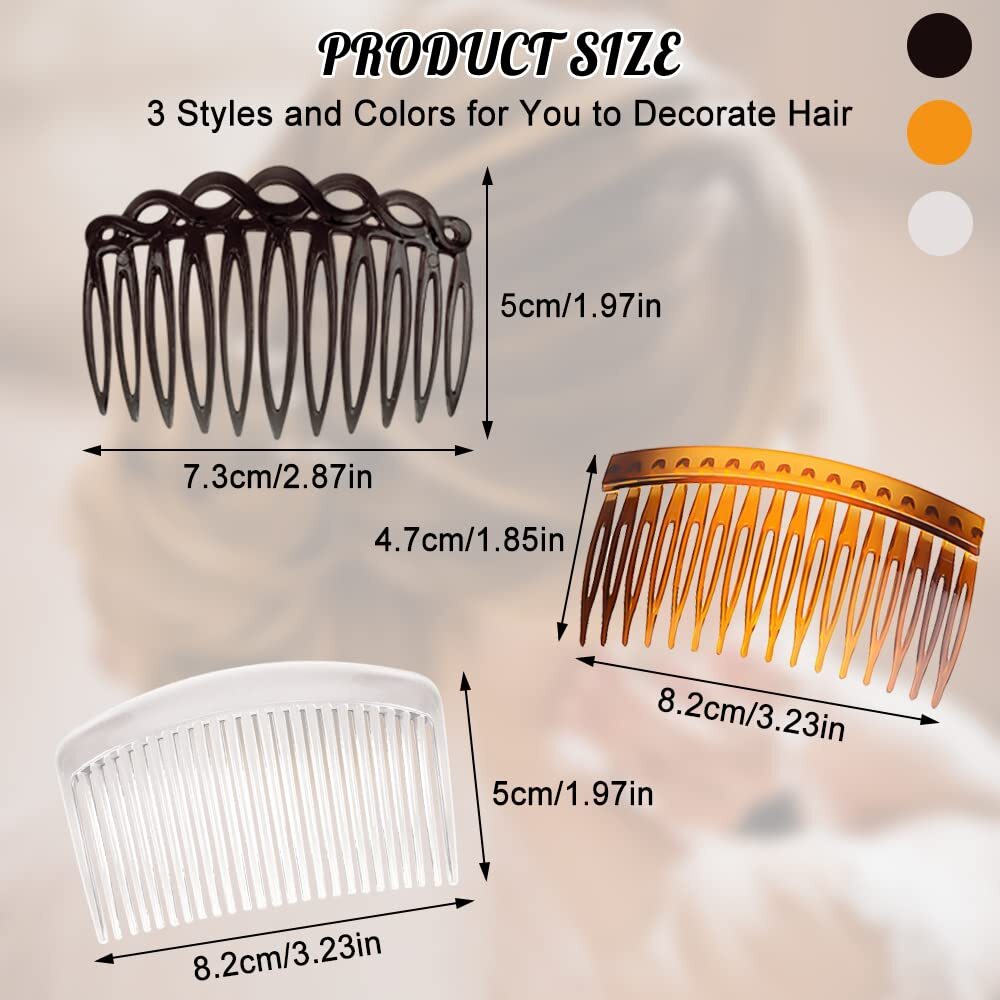 18 Pieces French Side Combs, Plastic Side Hair Twist Decorative Comb with Tee…