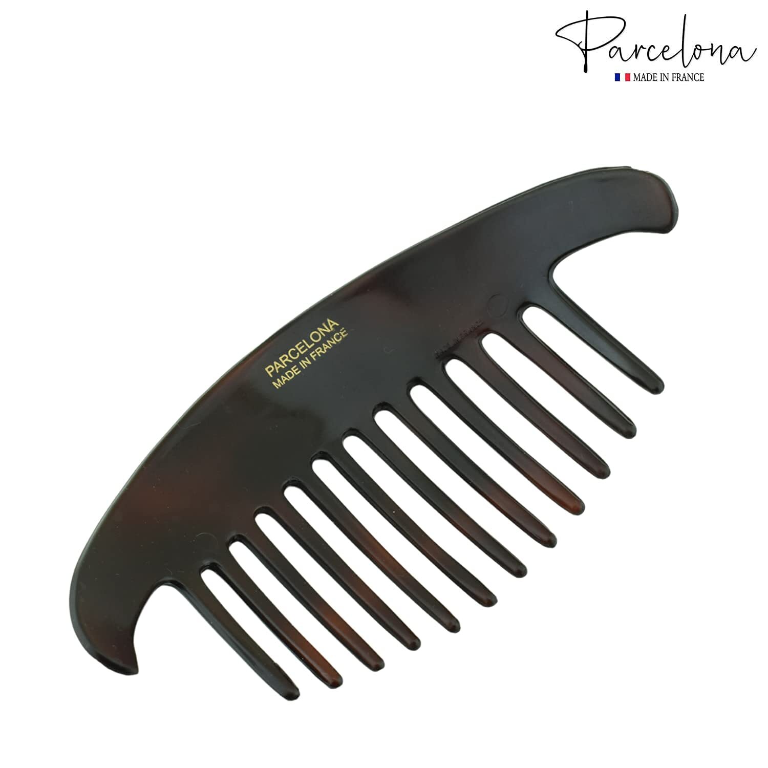 Parcelona French Alice Large Celluloid 12 Teeth Side Hair Combs for Women 2 Pcs