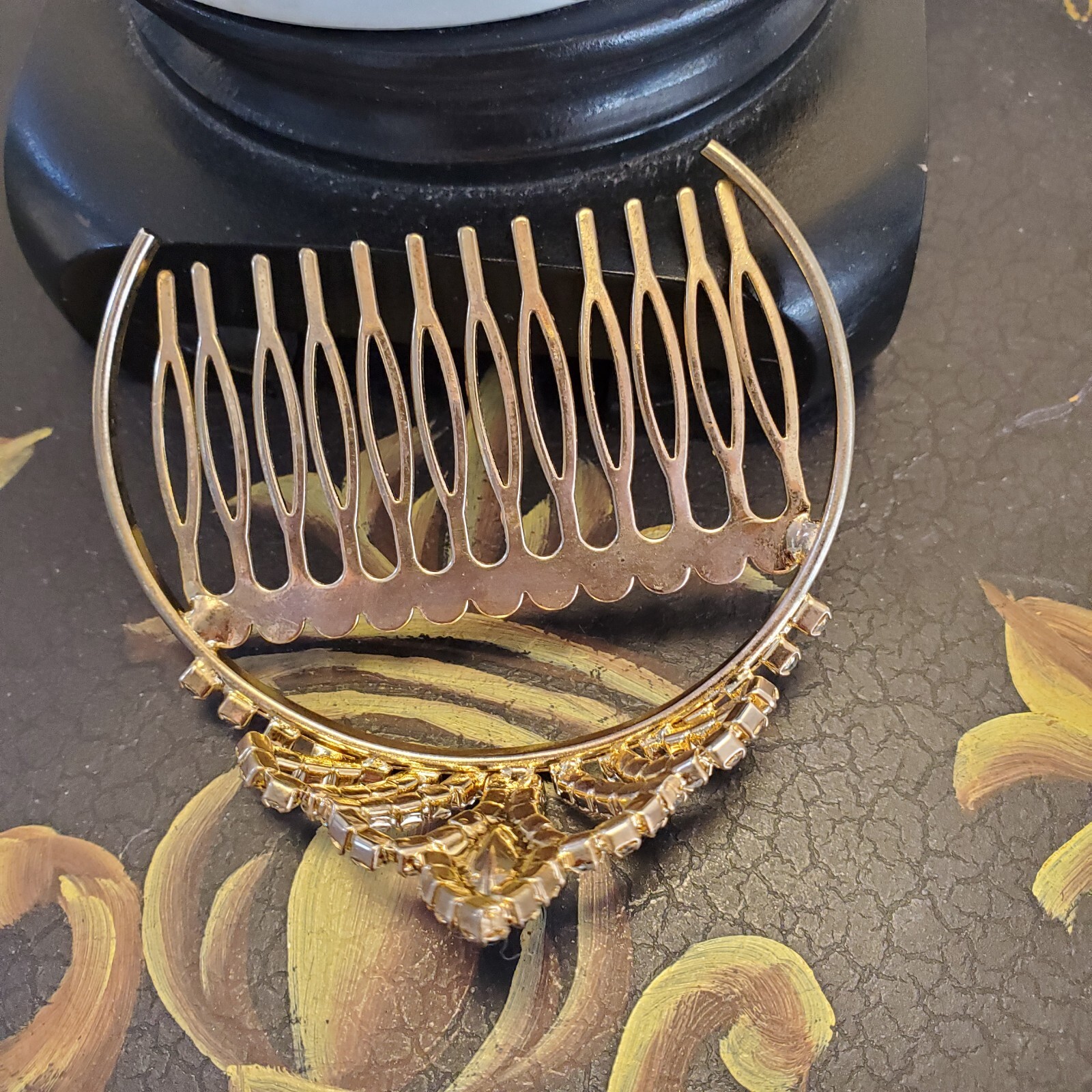 Hair Comb Rhinestone Crown Bun Decoration Marquis Cut Main Princess Queen Royal