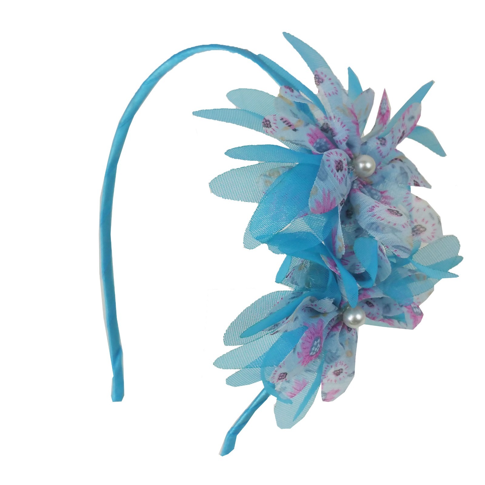 Flowers Hairband Headband with Pearls For Women Girls Metal Headband w/Fabric