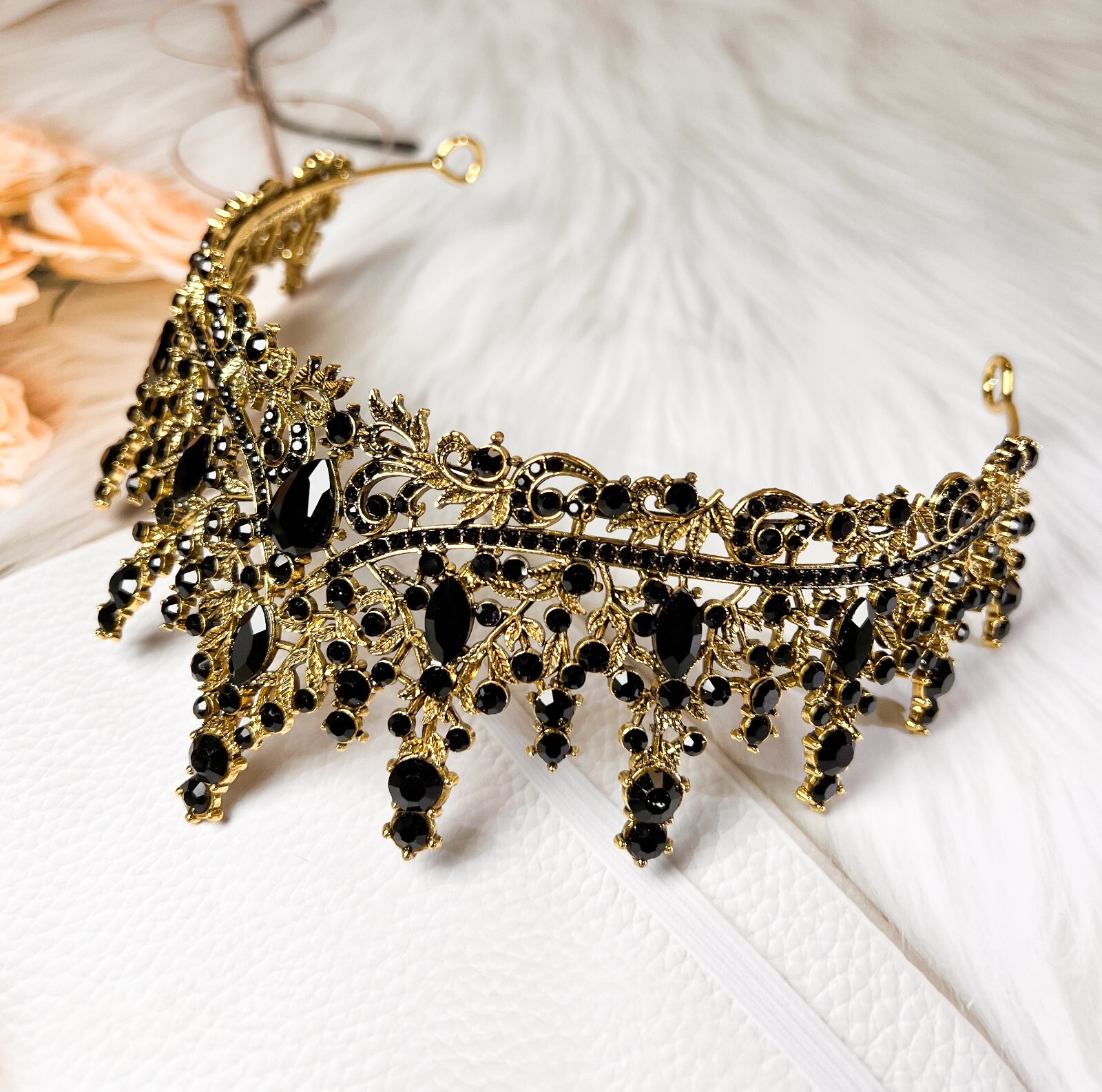 Black Tiara Crown for Women, Gothic Queen, Halloween Crown, Costume, Cosplay