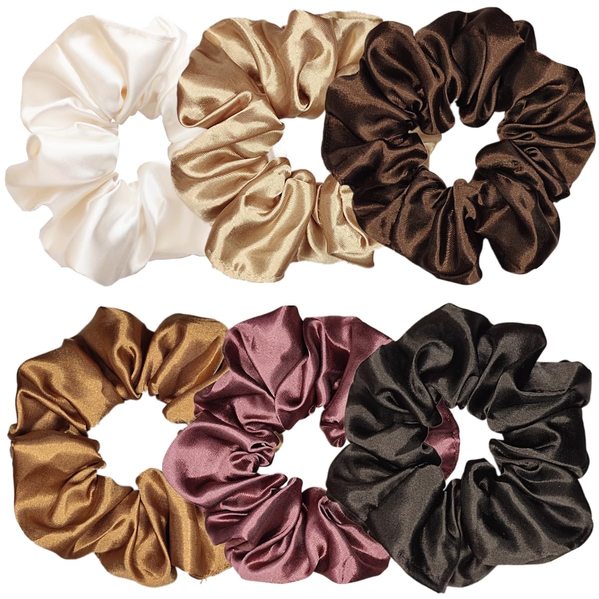 6 Pcs Satin Silk Hair Scrunchies, 6 Classic Colors, Soft Hair Ties, Fashion H…