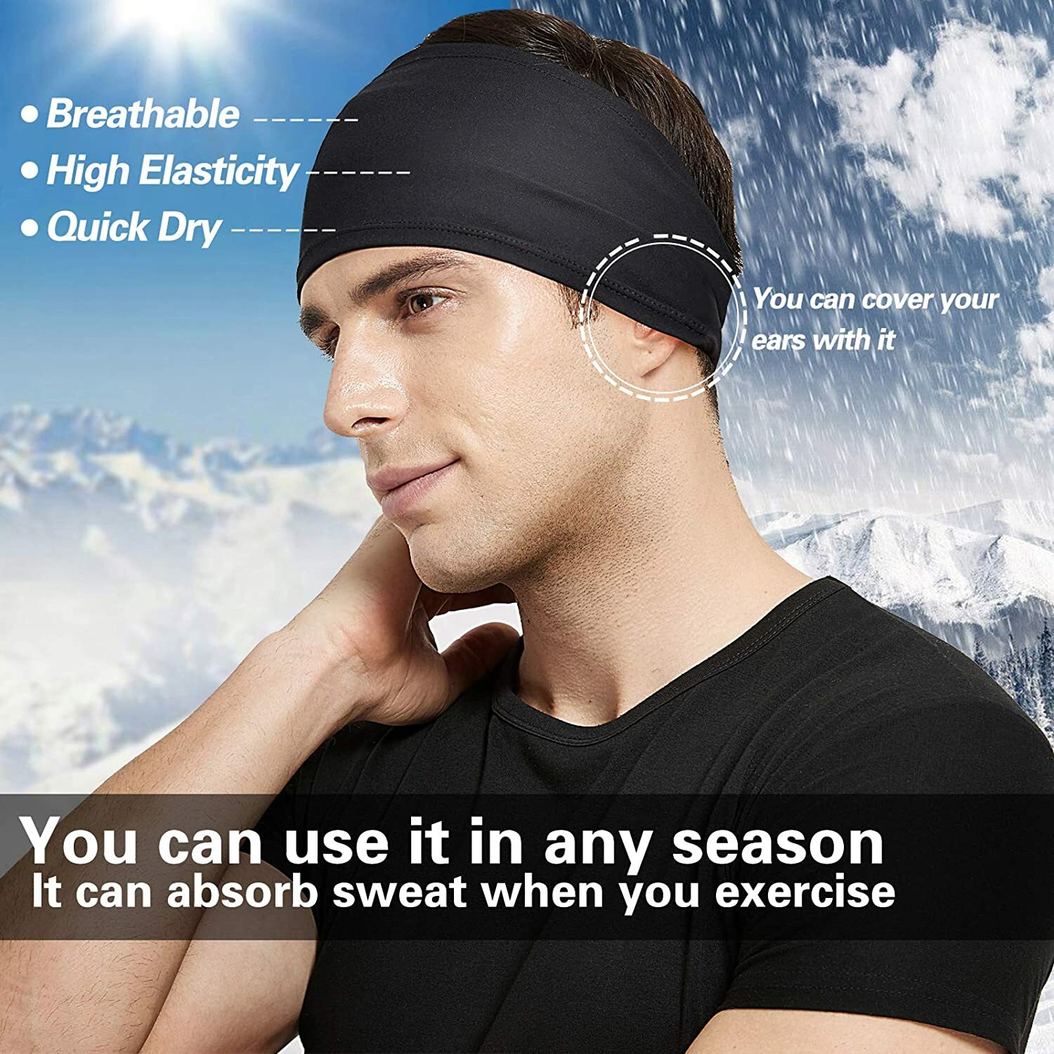 Men Running Stretchy Moisture Wicking Headband for Women Yoga Workout Hair Bands