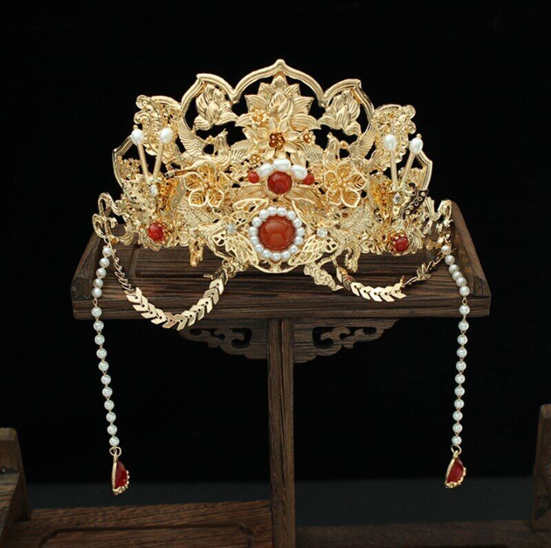 Ancient Chinese Hanfu Headdress Phoenix Hair Crown Hairpin Full Set Fairy Tassel