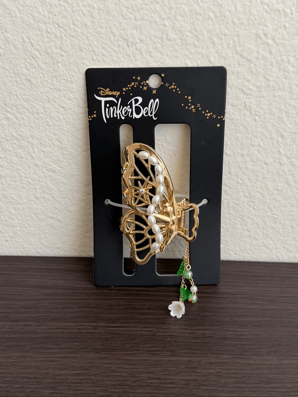 Disney Peter Pan Tinker Bell Golden Butterfly Claw Hair Clip with Charm