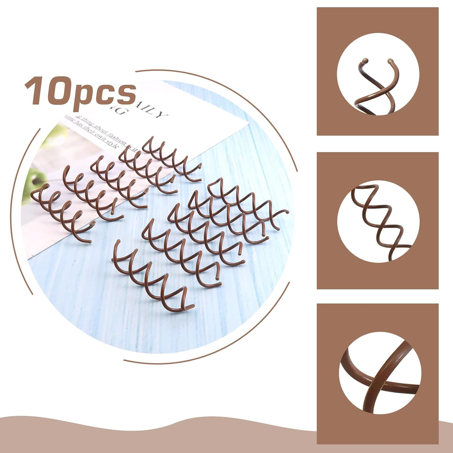 10 Pcs Spiral Bobby Hair Pins Brown Hair Screws Hair Twister Alloy Hair
