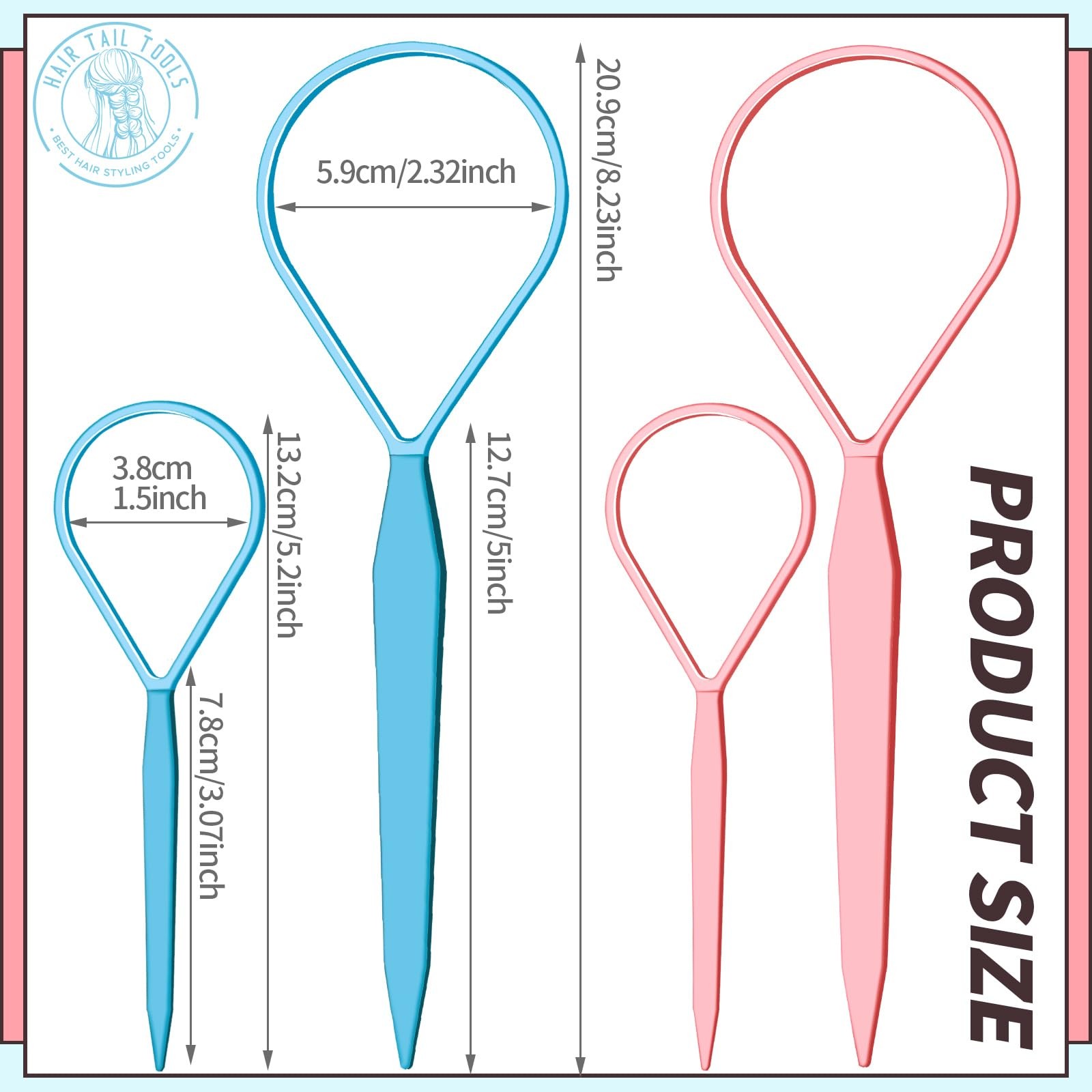 4pcs Pony Hair Tail Tools, 2 Pairs Hair Loop Styling Tool Hair Flipper Pull T…