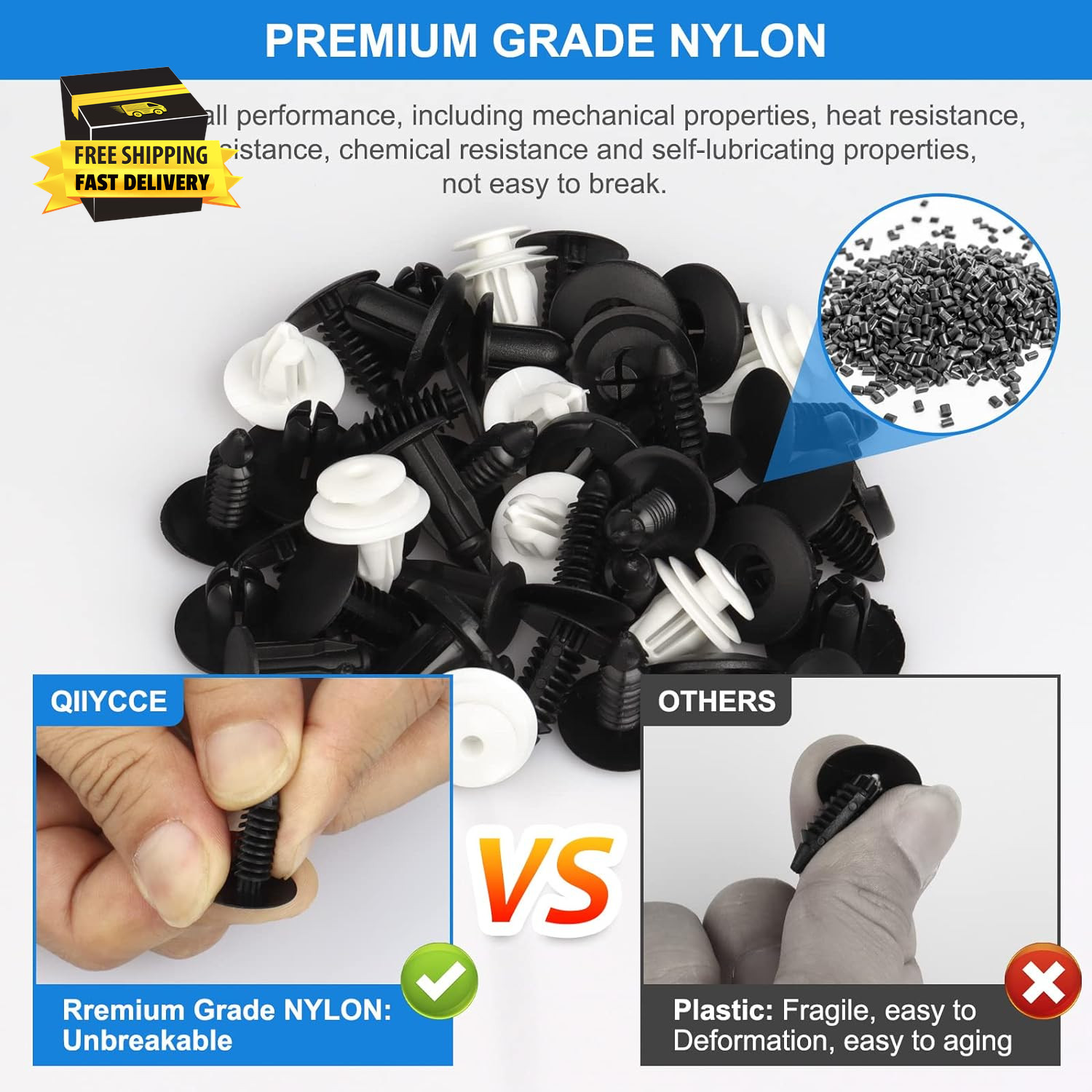 120PCS Car Clips & Plastic Rivets – 6 Popular Sizes, Fits Bumpers, Fenders & Mos