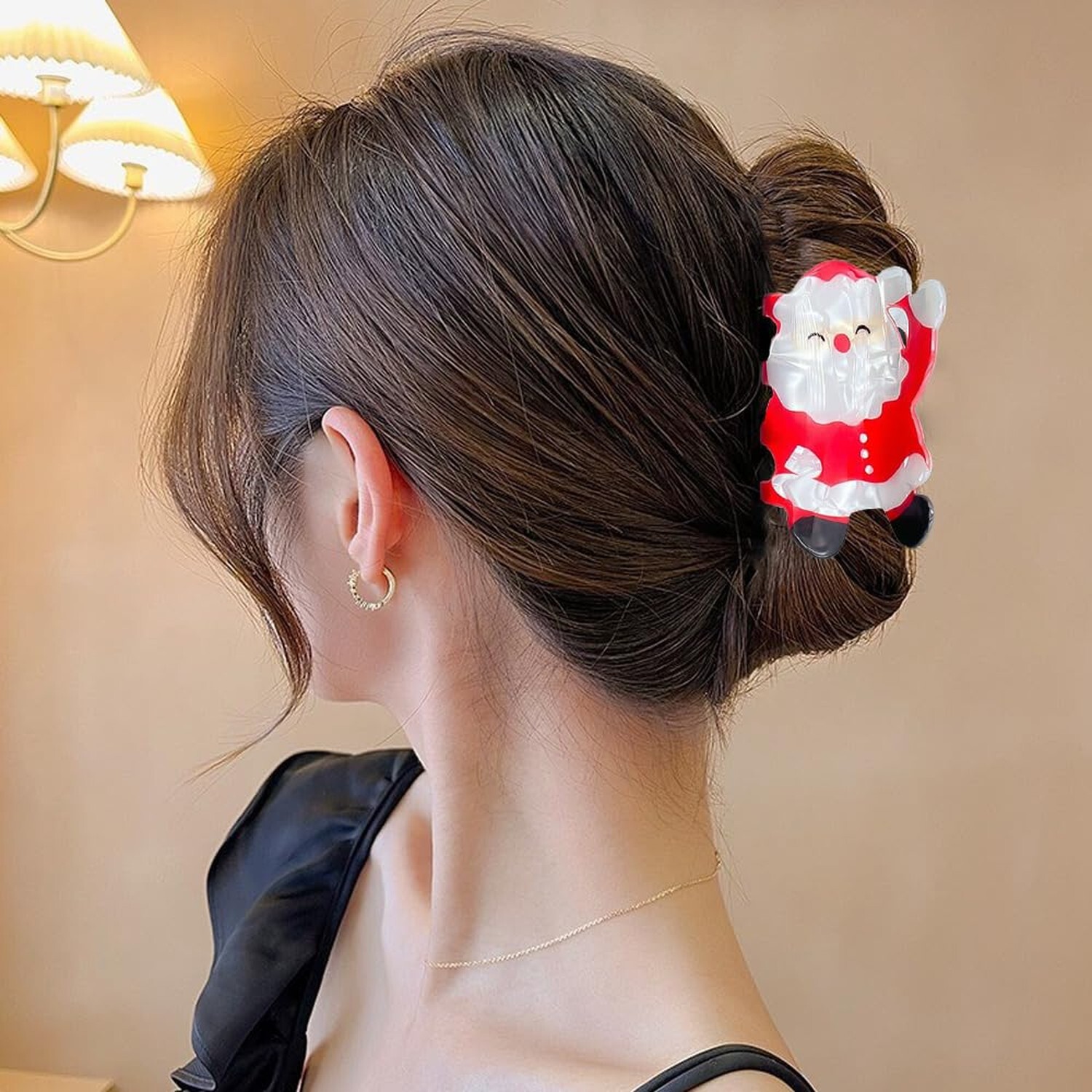 Christmas Hair Claw Clips 1Pcs Large Acrylic Hair Clips Red Santa Claus Shape…