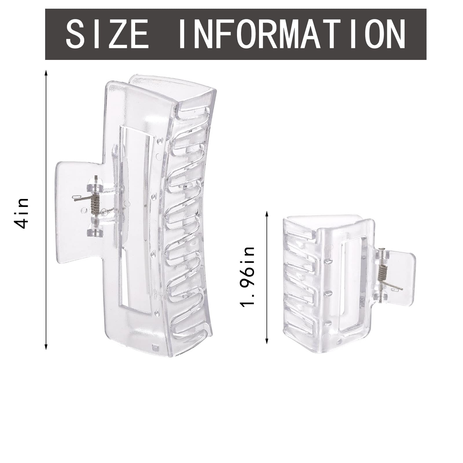 12 Pack Clear Square Claw Clips, Big and 12 Count (Pack of 1), Mixed