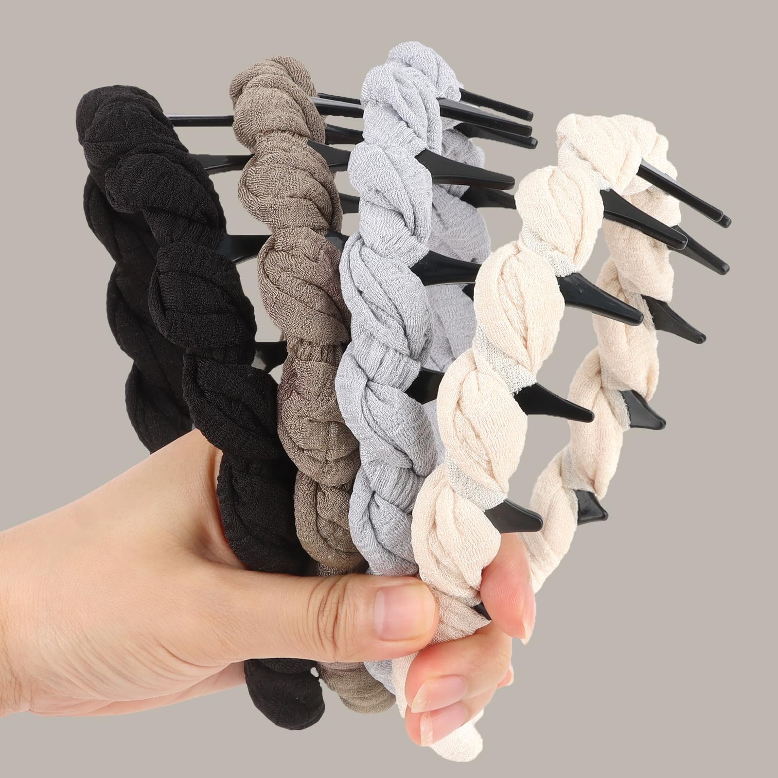 Amariver Headbands for Women 4Pcs Zigzag 4 Count (Pack of 1), Multicolor
