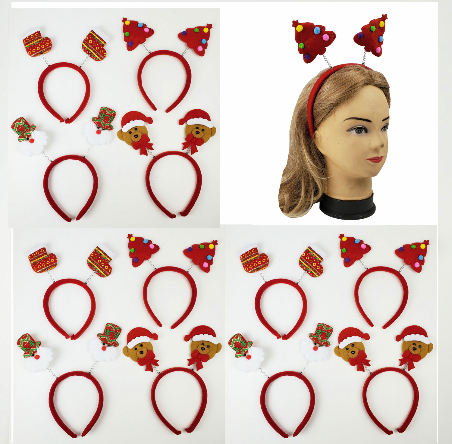 12 Christmas Headband Xmas Headband Christmas Hairband Assorted (4 style x 3 ea)