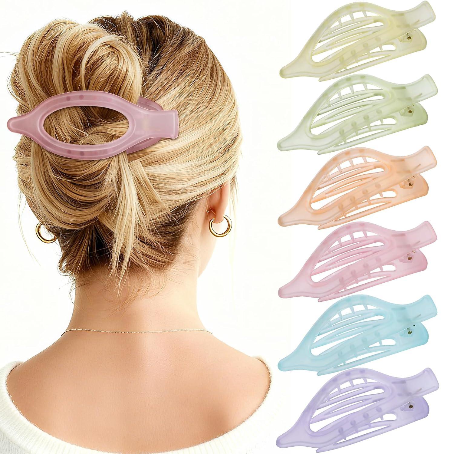 French Flat Hair Clips for Women – 6 PCS Strong Hold Claw Clips (Ice Cream)