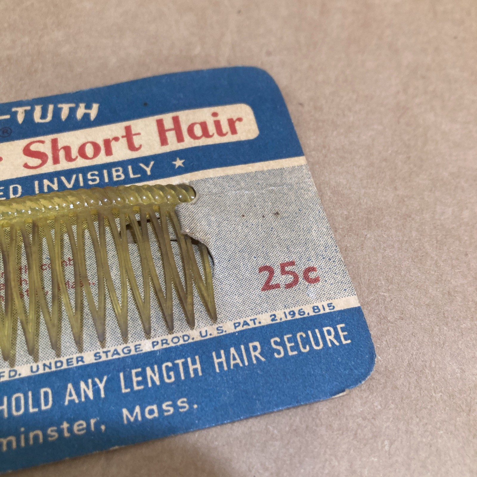 Grip-Tuth® Side Hair Comb “Shorty For Short Hair” in USA NOS – Style 125