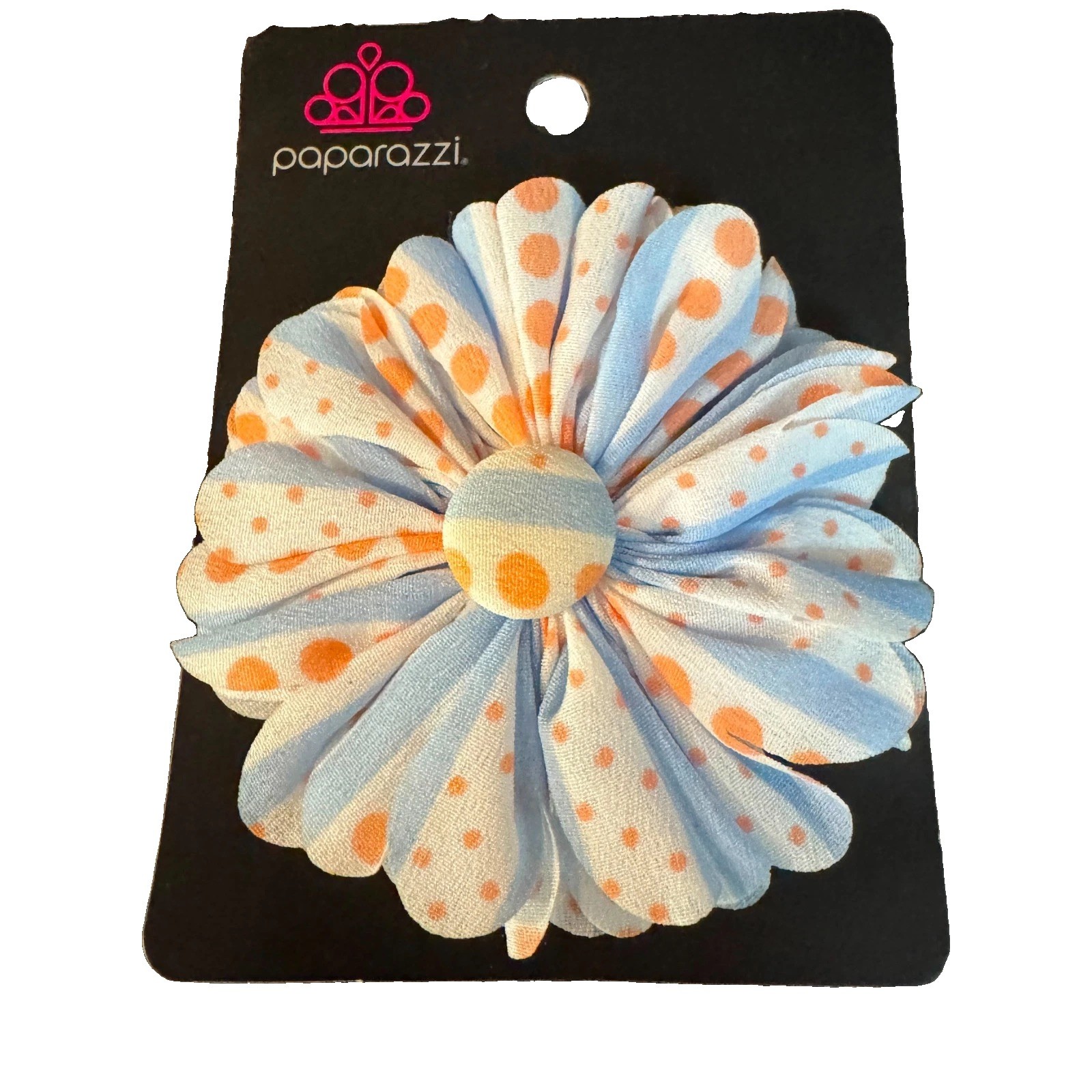 New Paparazzi Polka and Petals Hair Clip Brooch Polka Dot Fabric Flower