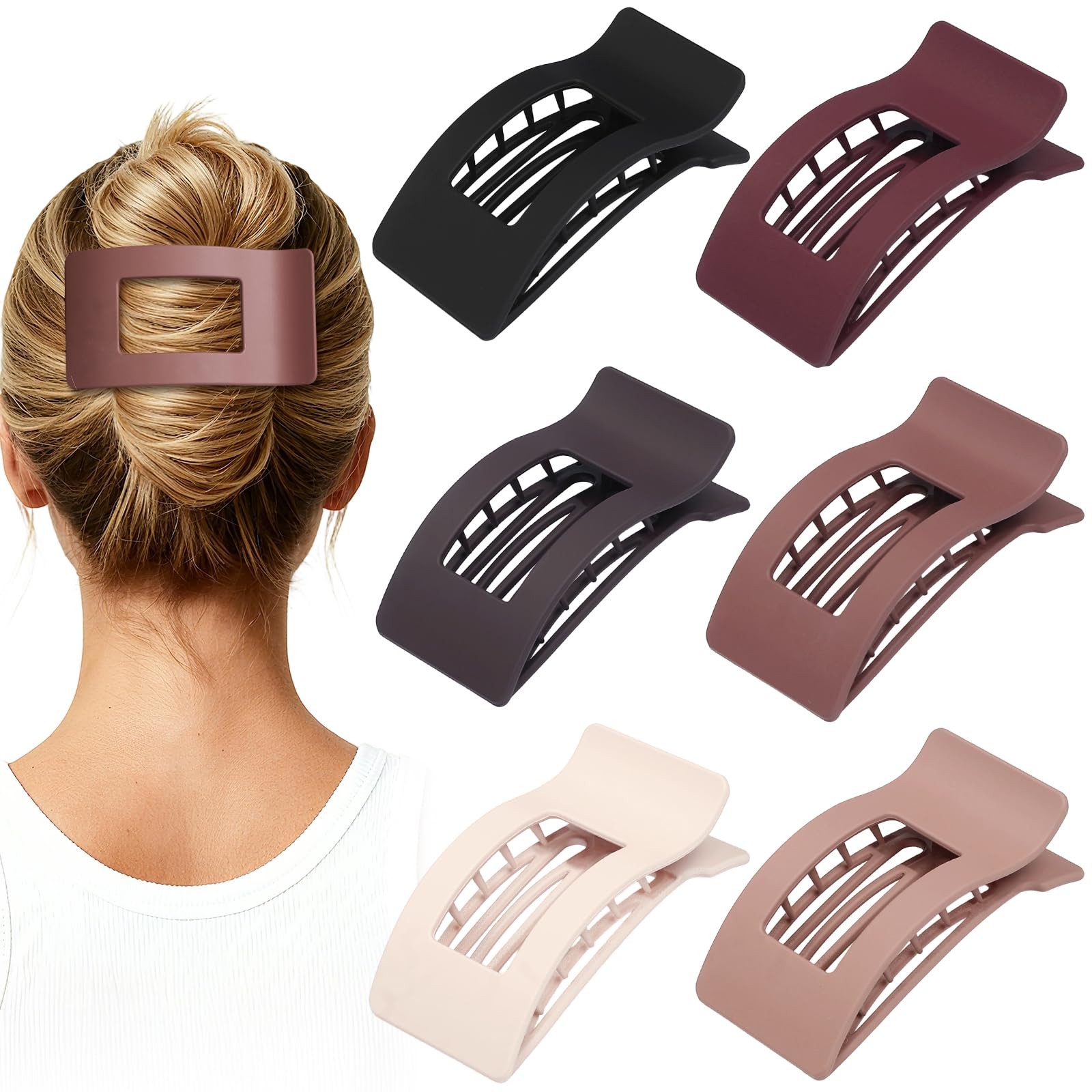 Artchita French Flat Hair Clips for Women 1 Count (Pack of 6), Brown Scarlet