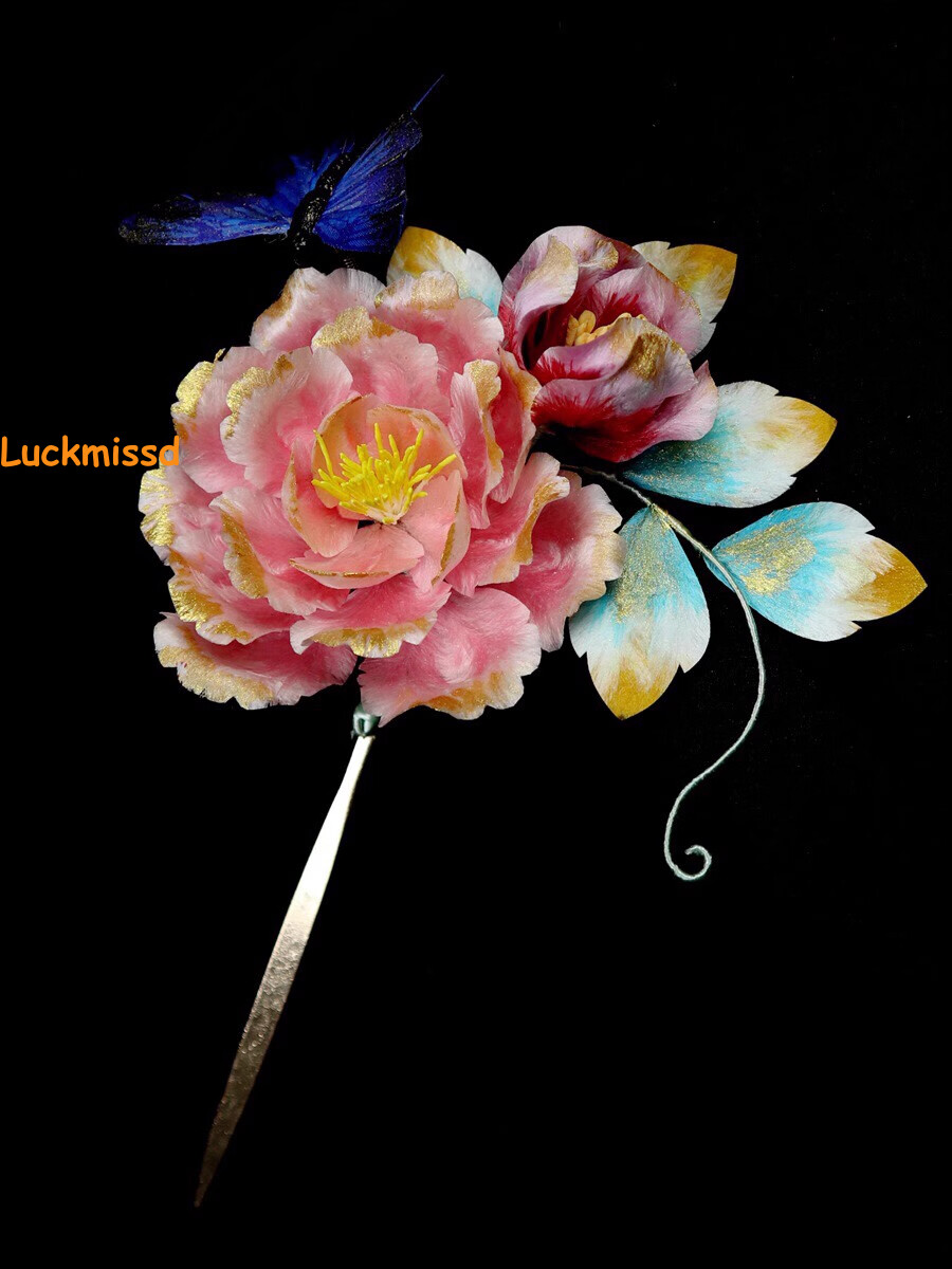 Velvet Flowers Peony Hairpin Hanfu Hairpin Handmade Accessories Headwear Jewelry