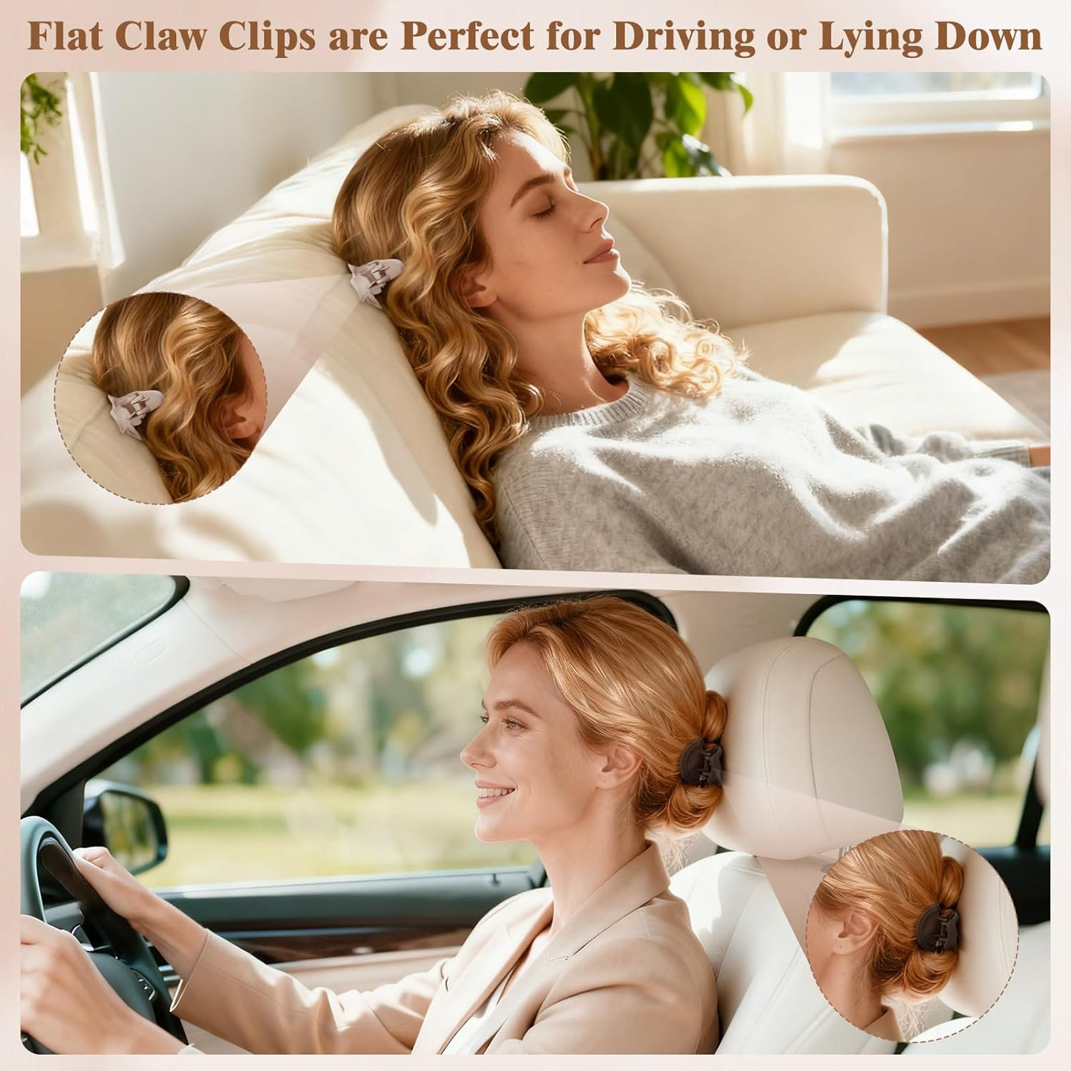 10 Pcs Flat Hair Clips for Women, 3 Styles Matte No Bump Claw Clips for Driving