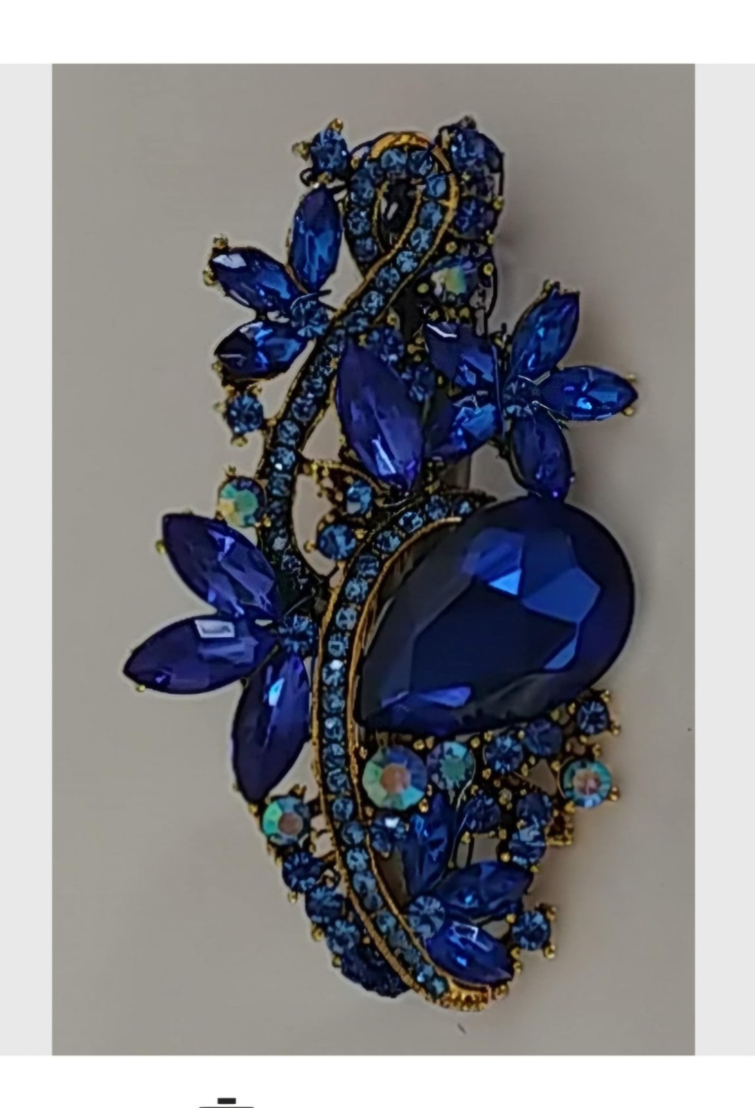 Betsey Johnson Blue Swarovski and Austrian Crystal Rhinestone Hair Barrette Clip