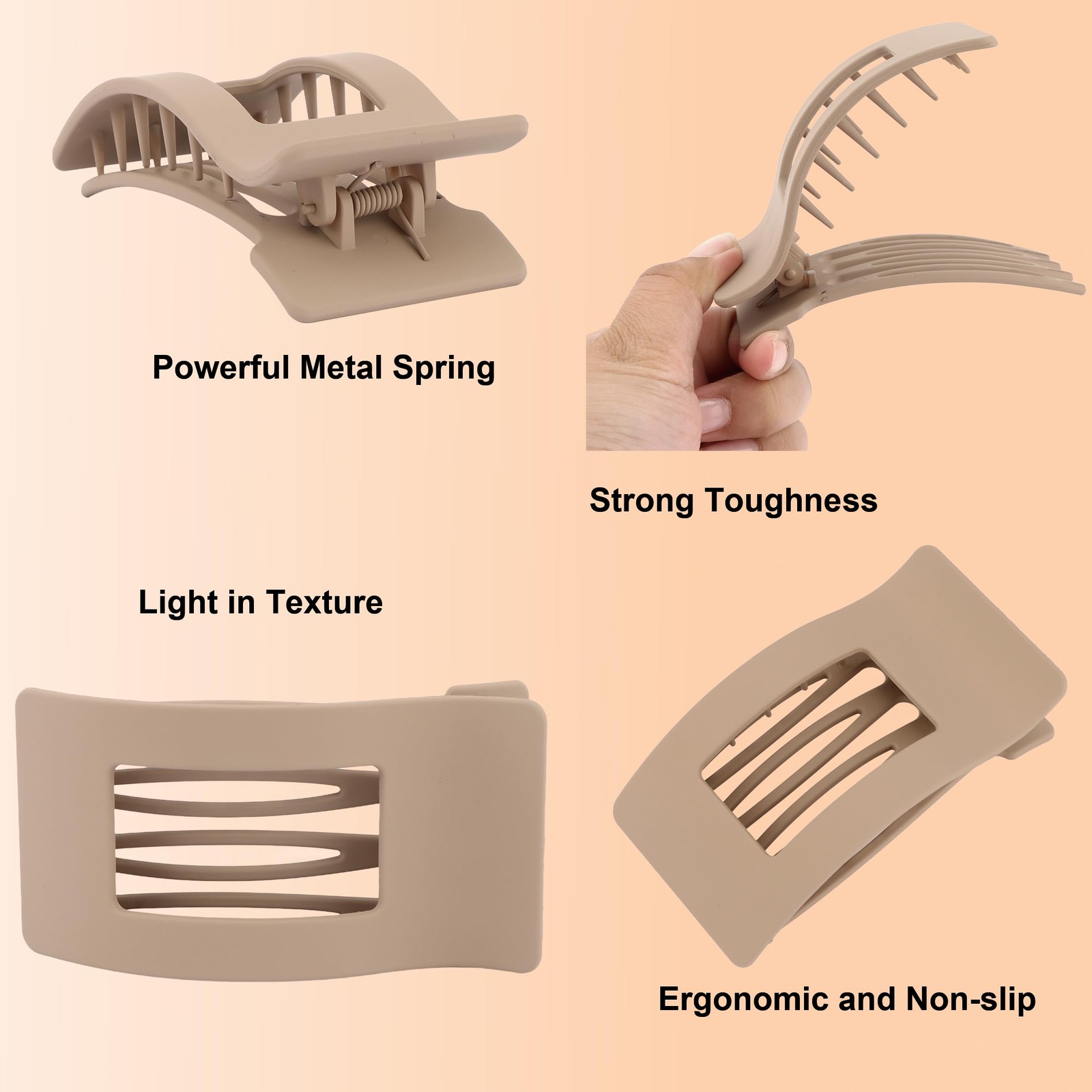 6 Pack Flat Hair Claws Clips for Women, Large Extra 6 Count (Pack of 1), H