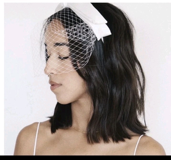 Kristin Ess Hair Veil Headband Bright White Vintage Inspired Bride Bridal New