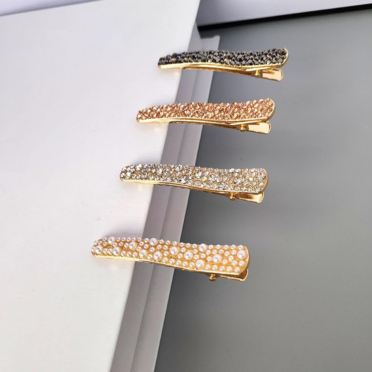 1 Pair Pearl Rhinestone Alligator Hair Clips Non-slip Duckbill Hair Clips Hai…