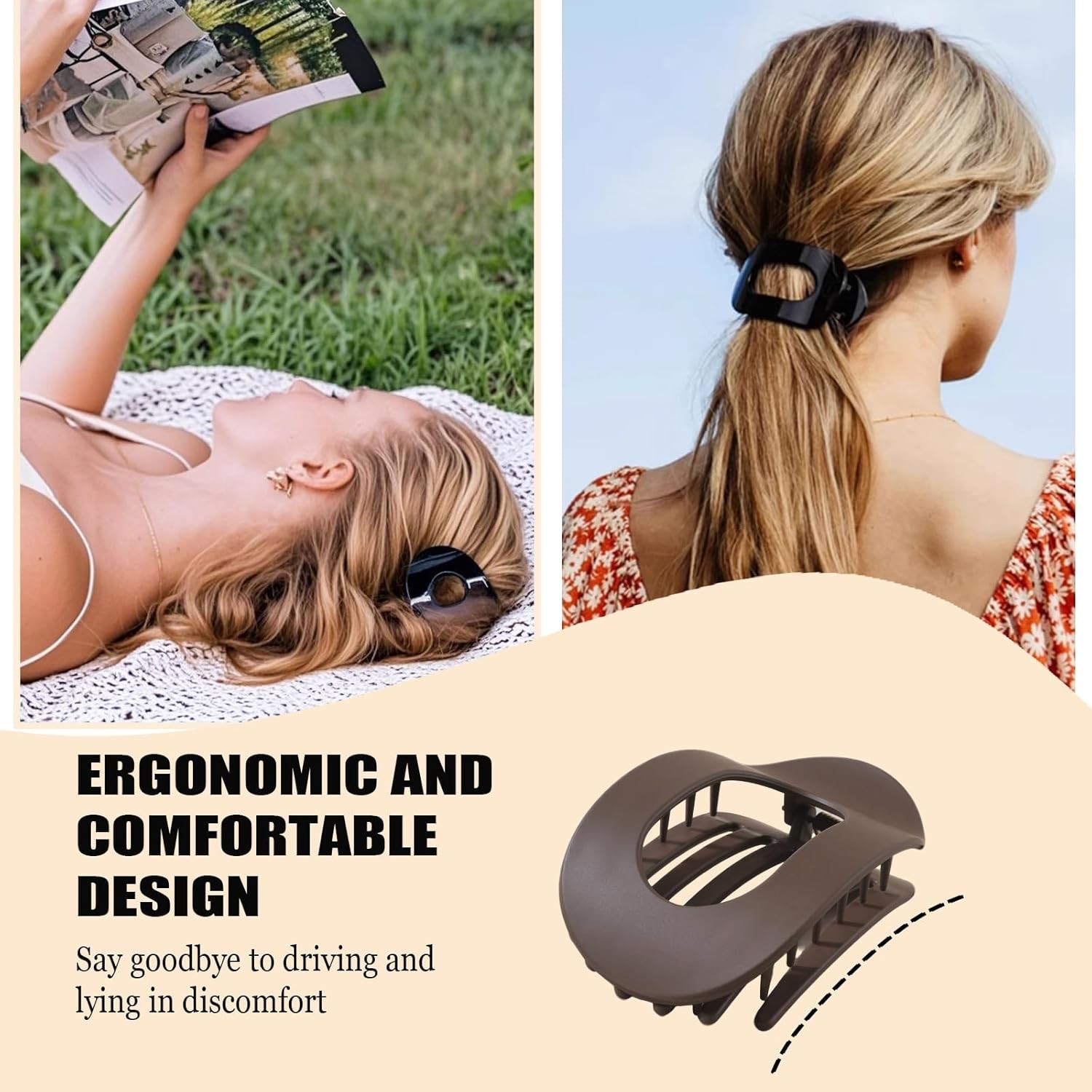 4 PCS French Flat Claws: Non-Slip Hair Clips for All Hair Types, Ergonomic Set