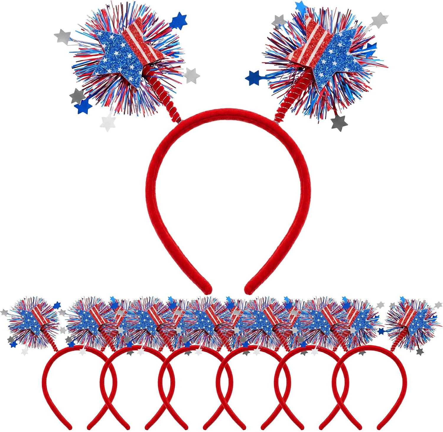 6/12 Pack 4Th of July Headband Independence Day Patriotic Star Headband Red Whit