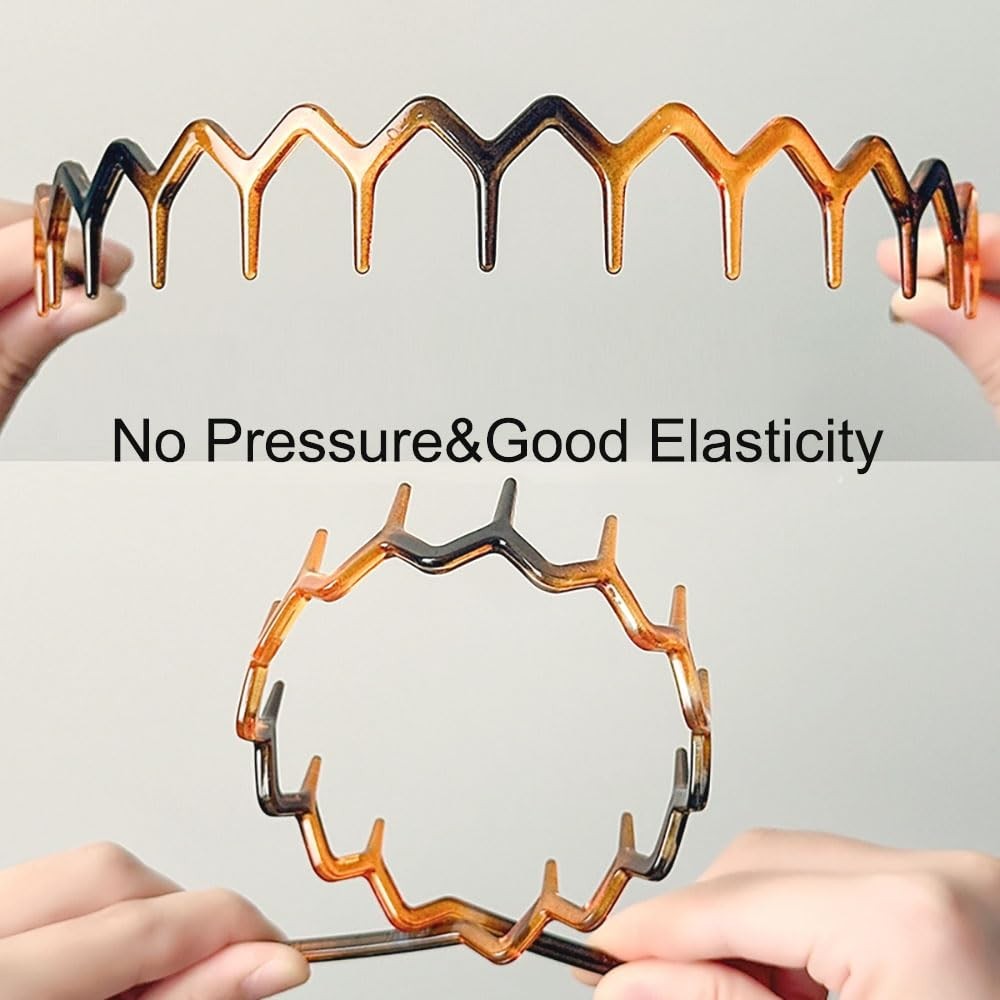 6 PCS Zig Zag Headbands Set Plastic Hair Head Band Comb Hoop Hair Accessories