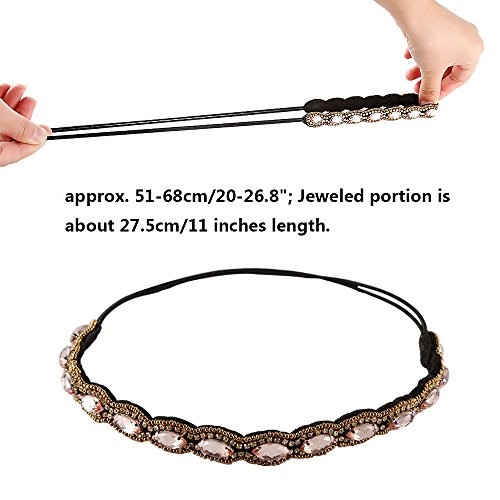 5pcs Hairbands for Women, 5 Rhinestone Beaded Headbands, classic multicolor b