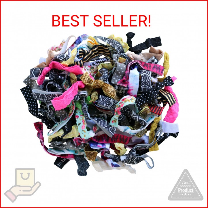 Kenz Laurenz 100 Hair Ties No Crease Ribbon Elastics Ouchless Ponytail Holders H