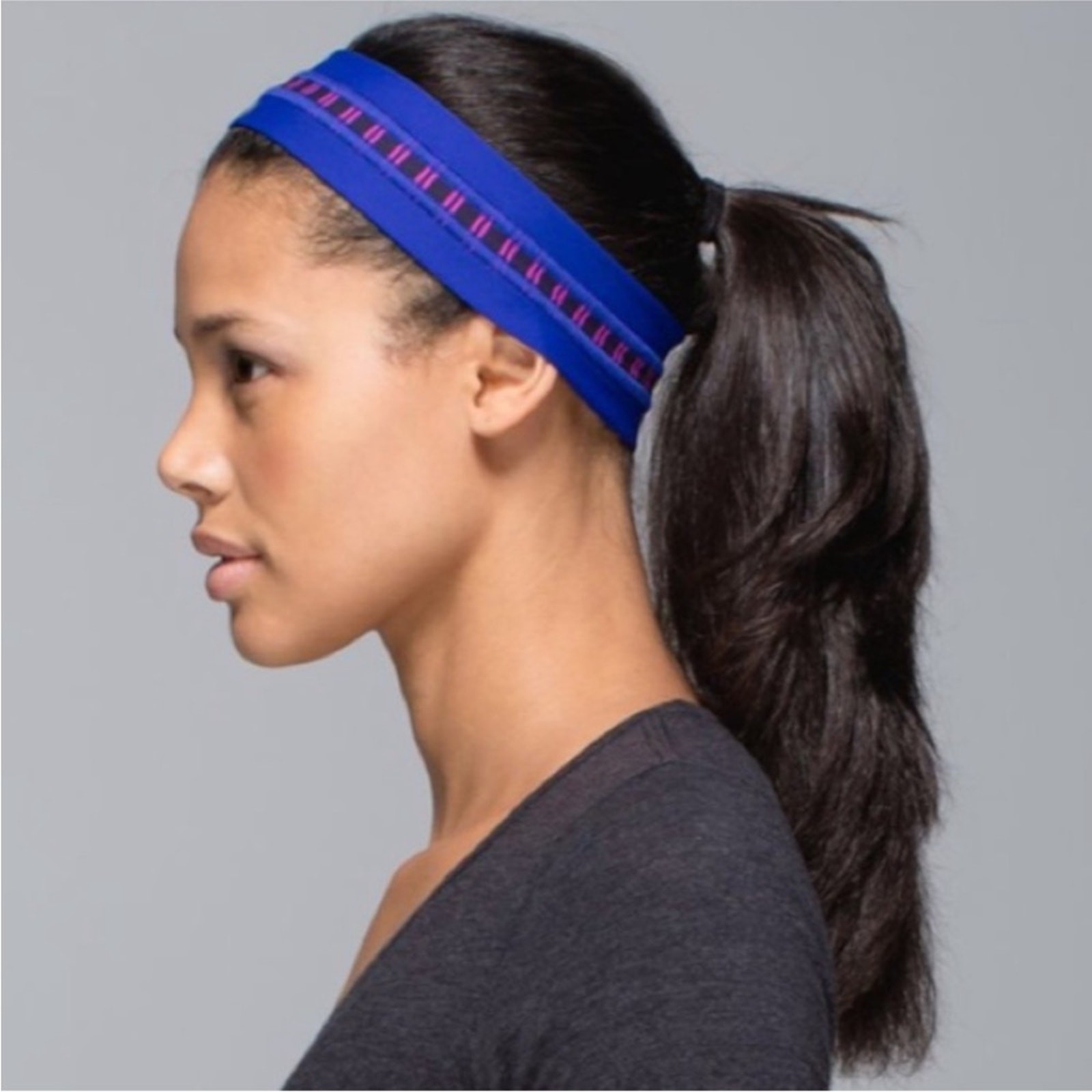 Lululemon Headband Striped Purple Blue Red Athletic Cardio Cross Trainer Yoga