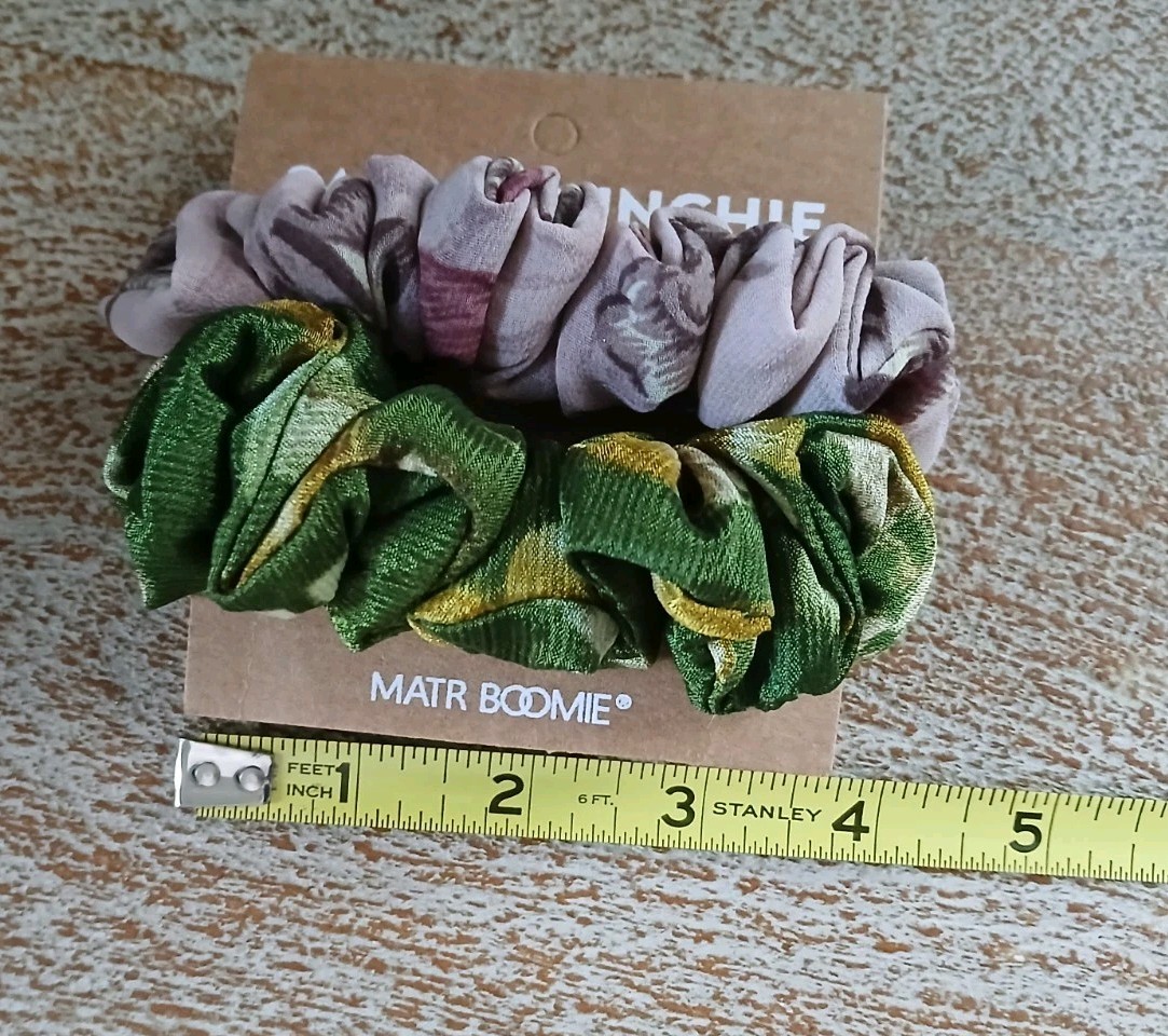 Anthropologie Lavender And Green Sari Scrunchie Set Matr Boomie Made In India