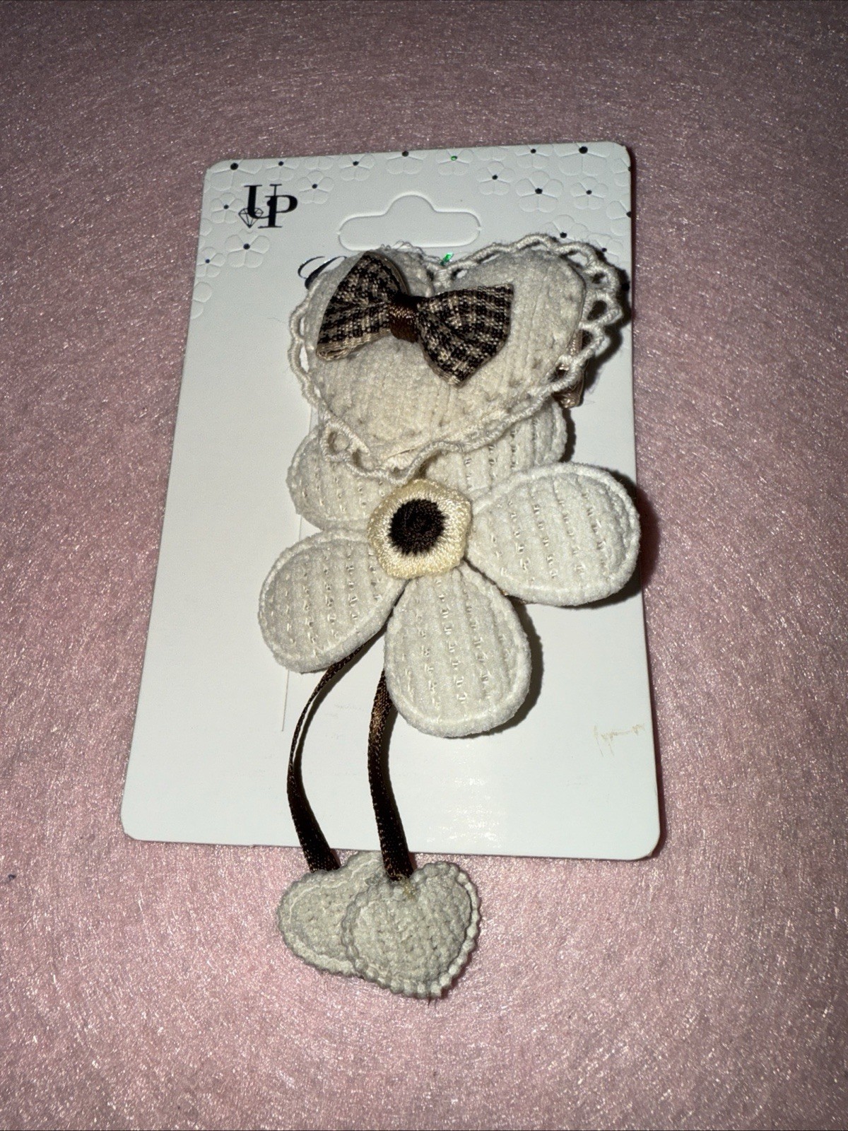 Cute Kids Hair Clips Beige/Brown Heart/Flower