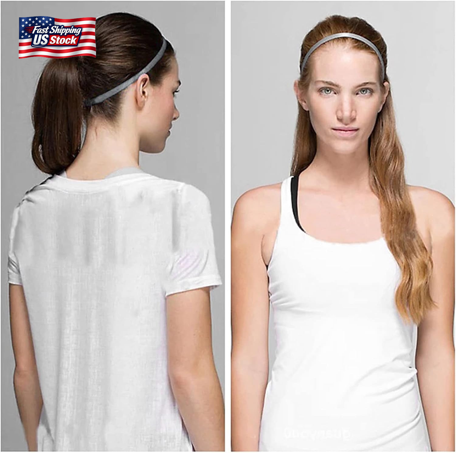 Sibba 4 Pieces Athletic Sports Headband Elastic Thin Hair Bands Non Slip Silicon