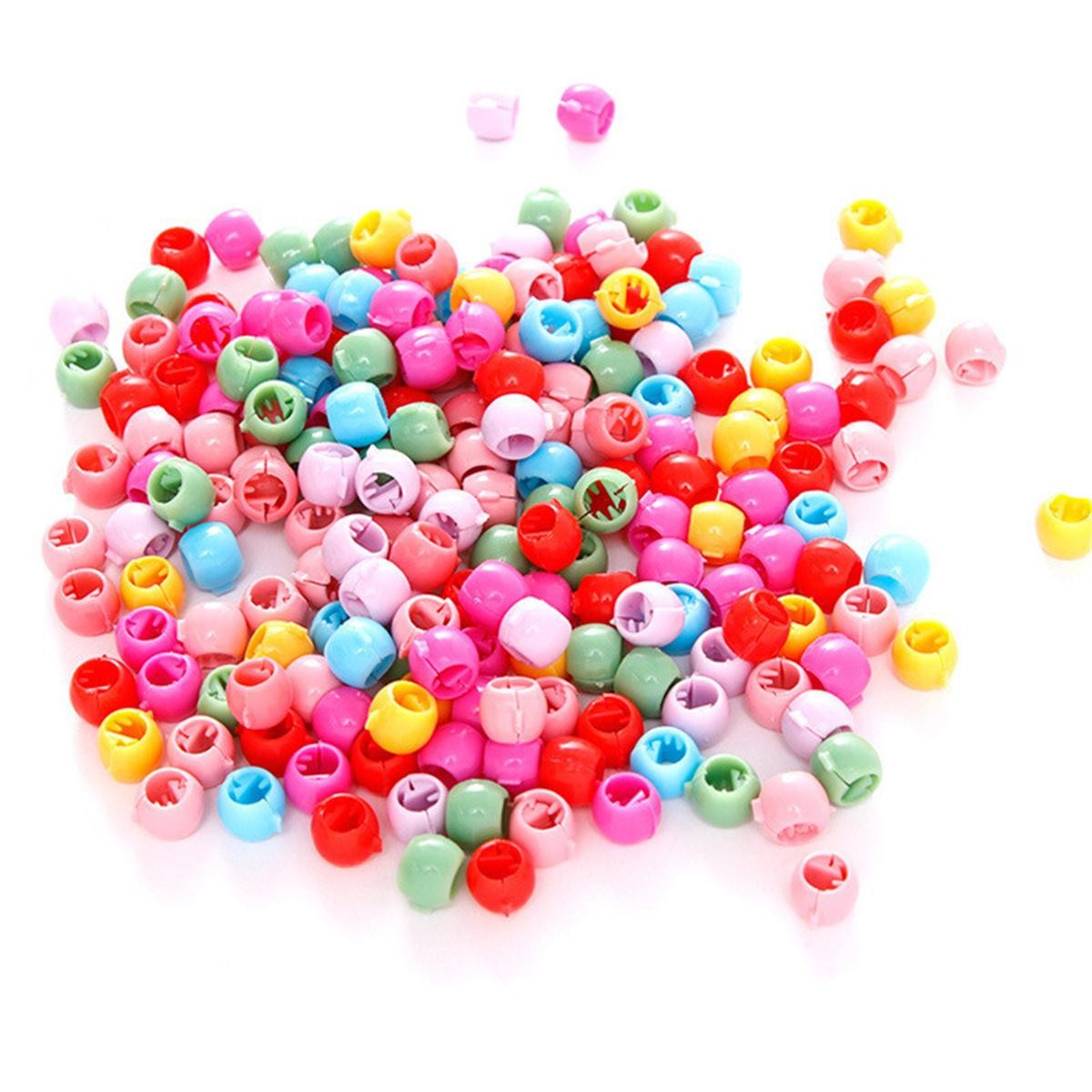 60pcs Colorful Hair Braid Beads Set Cute Candy Plastic Clips for Women Girls