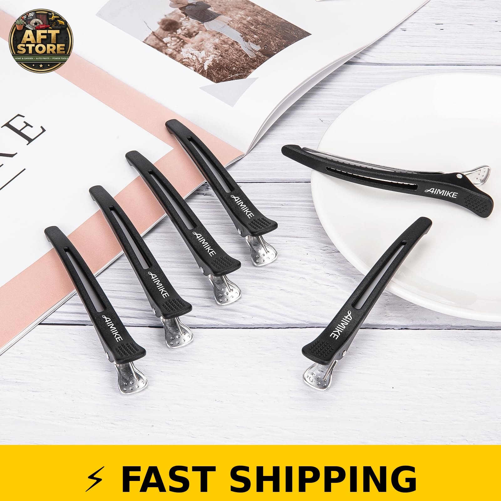 AIMIKE 6pcs Non-Slip Hair Clips – Black Duck Billed Styling Clips